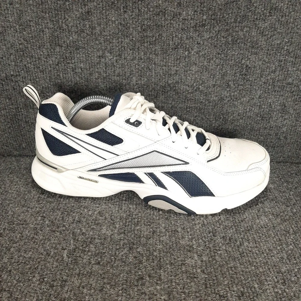 Reebok RB805 Royal Trainer Men's 10 White Navy Silver Cross Training Shoes